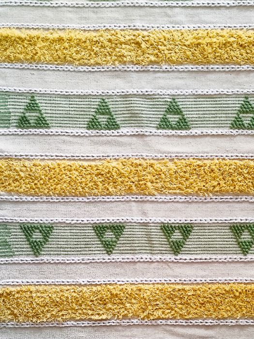 Hand made pure cotton Boho rug - Green Triangle Triad
