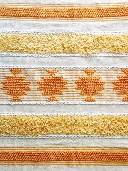 Hand made pure cotton Boho rug - Beige and orange Field