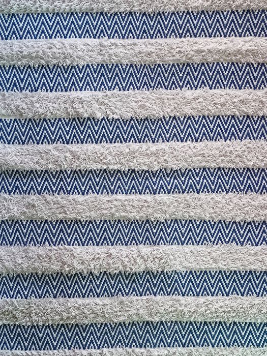 Hand made pure cotton Boho rug - Blue Waves