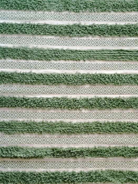 Hand made pure cotton Boho rug - Deep Green Diamonds & Stripes