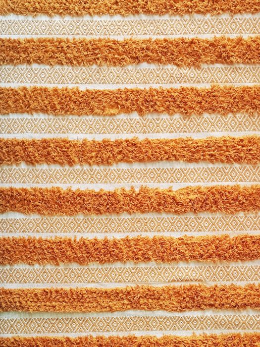 Hand made pure cotton Boho rug - Orange Diamonds & Stripes