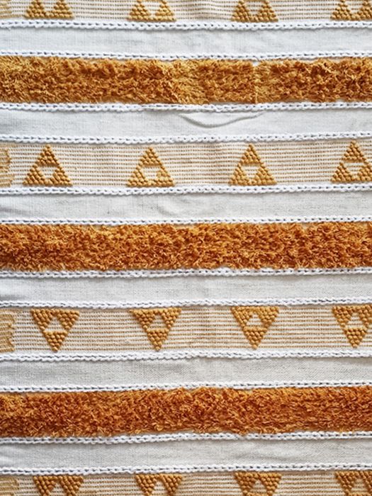 Hand made pure cotton Boho rug - Orange Triangle Triad