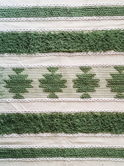 Hand made pure cotton Boho rug - Deep Green Field