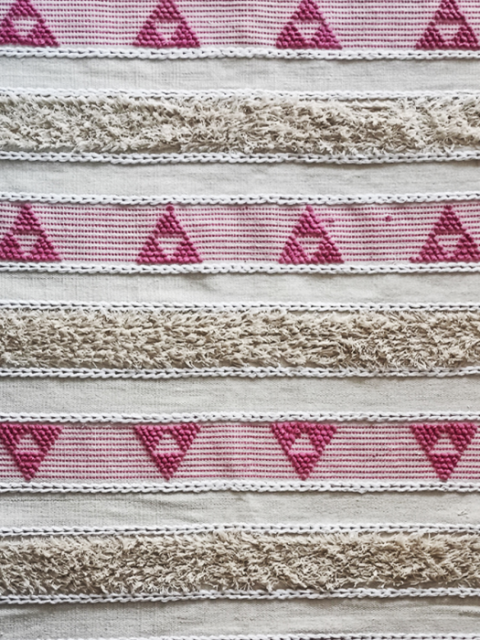 Hand made pure cotton Boho rug - Lilac Triangle Triad
