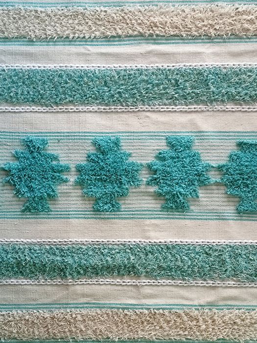 Hand made pure cotton Boho rug - Turquoise Field
