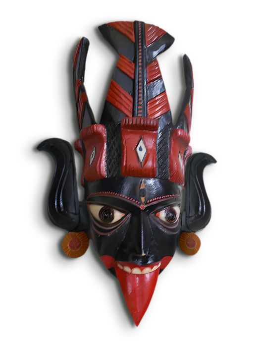 Hand carved wooden wall décor of Goddess Kali 
