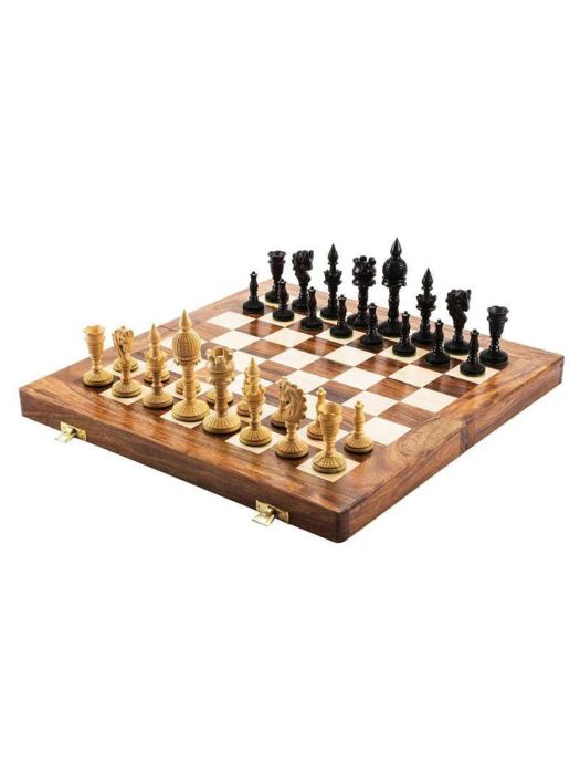 Hand carved Wooden Foldable Chess Set