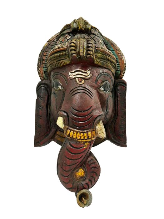 Handmade Wooden Wall Décor Ganesha - Dark