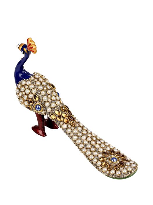 Handmade Peacock with Embedded Beads