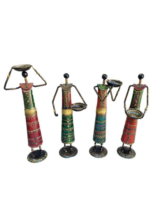 Handmade Tea Light Holders of Men in Traditional Attire (Set of 4)
