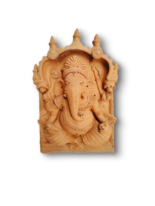 Handmade terracotta wall decor of Ganesha, the remover of obstacles