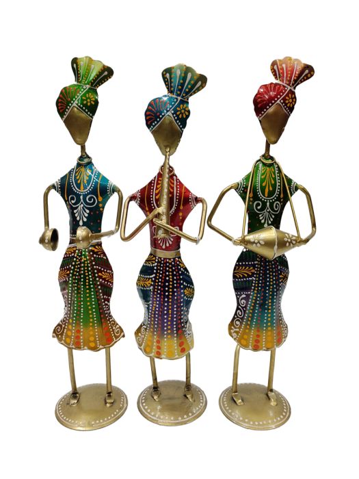 Handmade Mantle Pieces of Musicians in Traditional Attire (Set of 3)