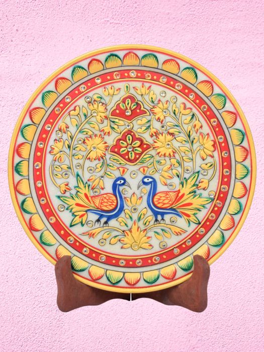 Hand painted pure marble decorative plate