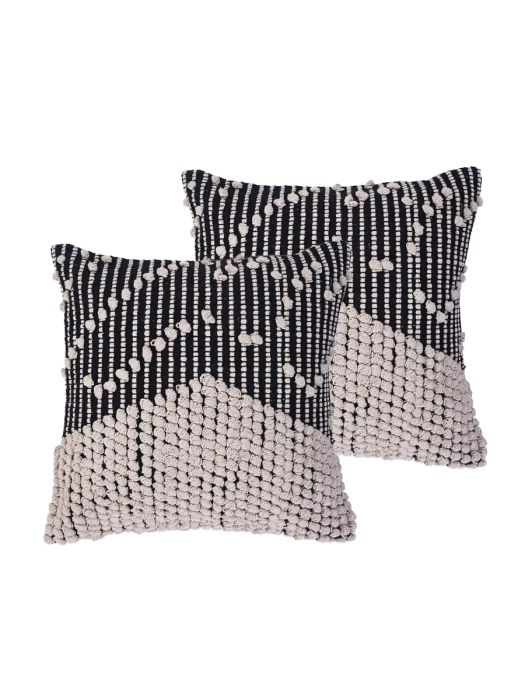 Handmade Cushion Cover_Sham_Black & Beige Dots (Set of 2)