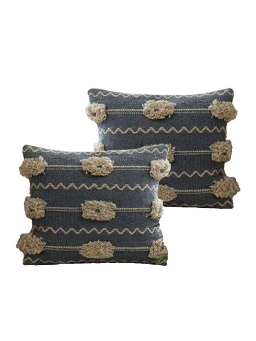 Handmade Cushion Cover_Sham_Boho Blue & Beige (Set of 2)