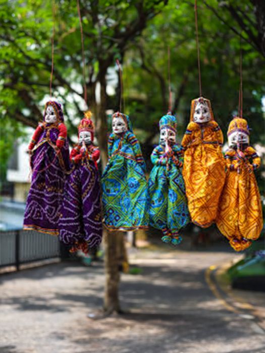 Handmade Traditional Rajasthani Puppets (Kathputli) - Set of 6