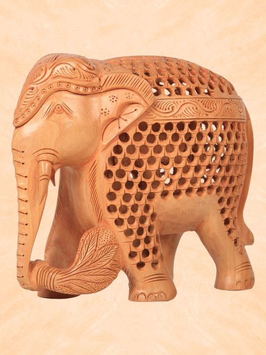 Hand carved Ornate Wooden Elephant