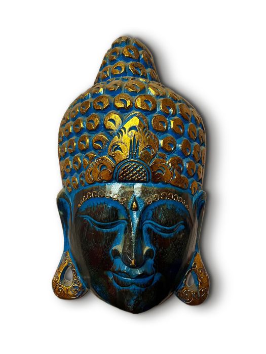 Hand carved wooden wall decor of Buddha