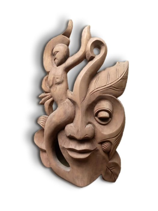 Hand carved wooden wall decor of Tree Woman