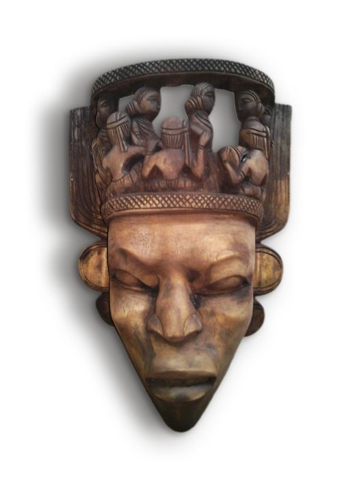 Hand carved wooden wall decor - Tribal Deity