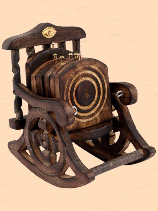 Handmade Wooden Coaster Set (Set of 6 coasters) - Rocking Chair