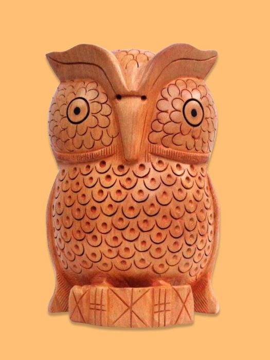 Hand carved Wooden Owl (Set of 2)