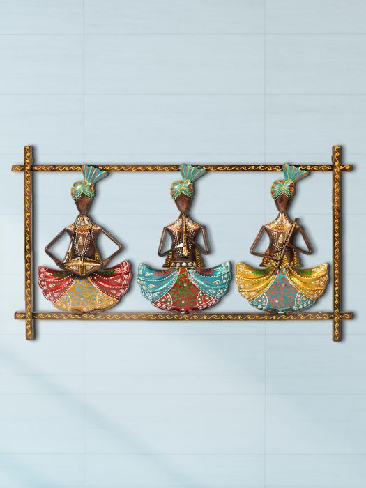 Hand made Wall hanging of traditional Rajasthani musician trio
